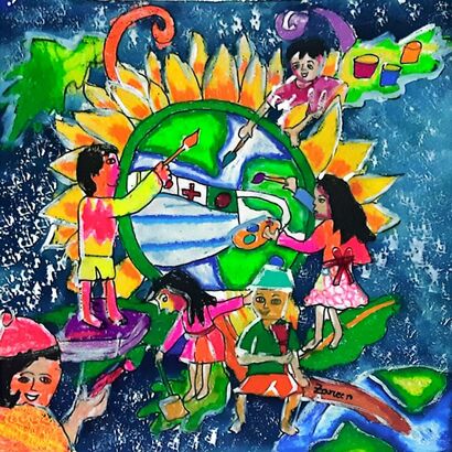 Peace Earth Created by Children - a Paint Artowrk by ZAREER